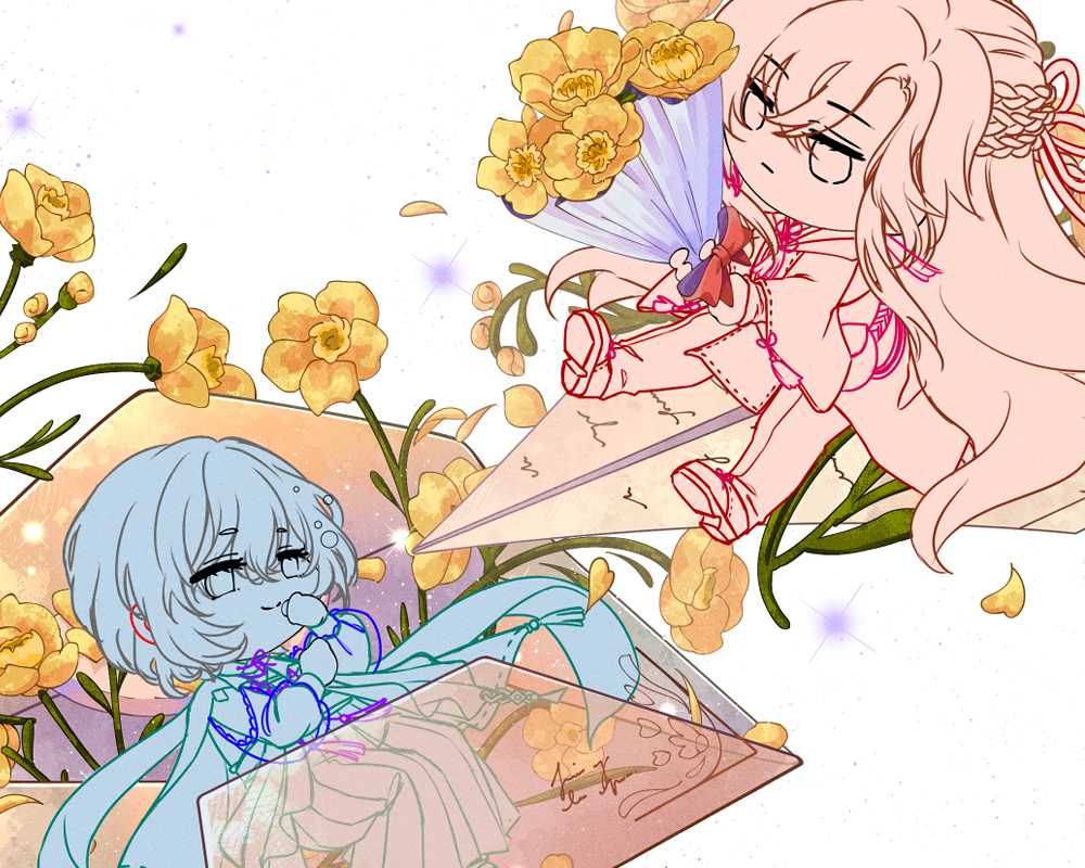 Hisato and Naru for Chibi Illustration Banner Sketch