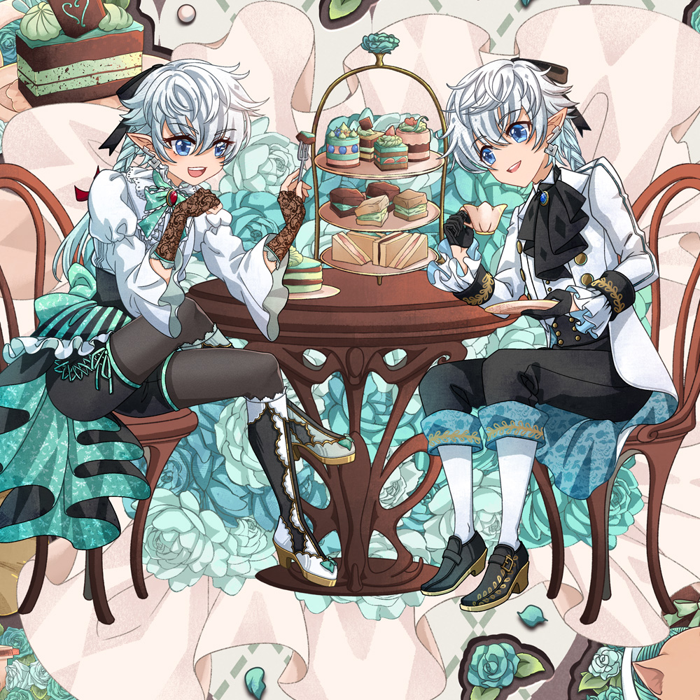 Alisaie and Alphinaud for Leaf Sheep Flock Chibi Illustration Banner